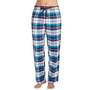 Women's Jockey Pajamas: Blue Plaid Flannel Long Pants