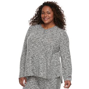 Plus Size Cuddl Duds Pajamas: Snow Days Long Sleeve Henley Top