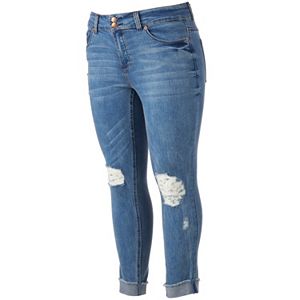 Juniors' Plus Size Almost Famous Cuffed Ankle Skinny Jeans