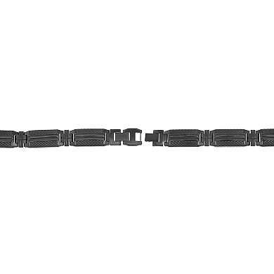 LYNX Men's Stainless Steel Textured Bracelet 