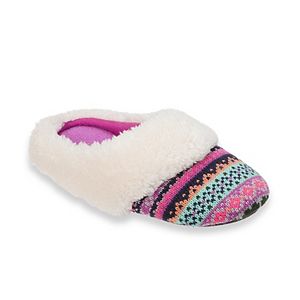 Dearfoams Patterned Sweater Knit Girls' Slippers