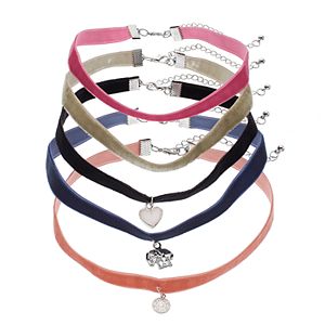 Mudd® Elephant & Heart Charm Velvet Choker Necklace Set