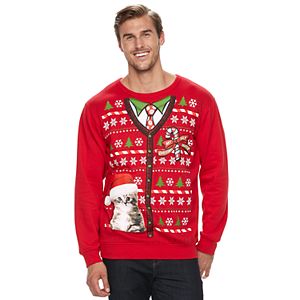 Big & Tall Kitty Kardigan Fleece Holiday Sweatshirt