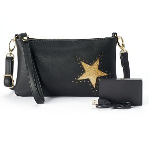 Perforated Phone Charging Crossbody Bag