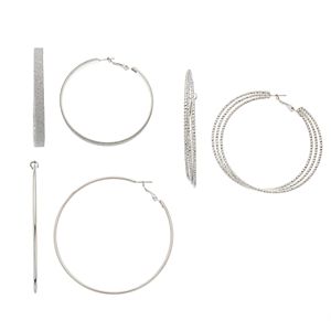 Mudd® Glittery & Twisted Nickel Free Hoop Earring Set