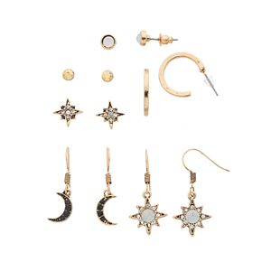 Mudd® Starburst, Crescent & Semi-Hoop Nickel Free Earring Set