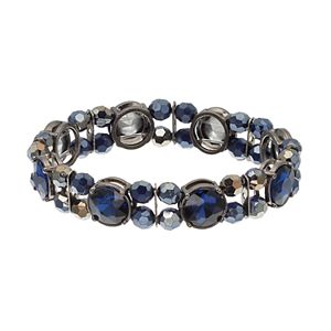 Round Stone Beaded Stretch Bracelet