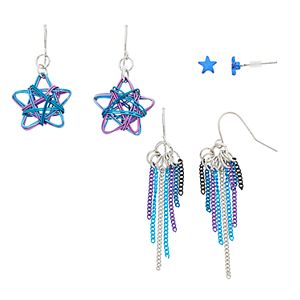 Mudd® Star & Chain Fringe Nickel Free Earring Set