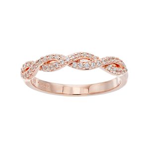 14k Rose Gold Over Silver Lab-Created White Sapphire Twist Ring