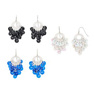 Mudd® Sequin Cluster Nickel Free Chandelier Earring Set