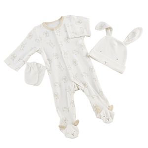 Baby Aspen Natural Baby Bunny Pajama & Mittens Gift Set