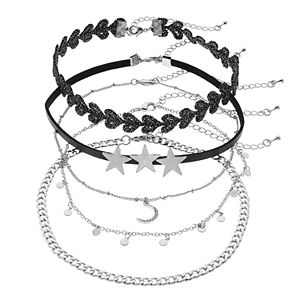 Mudd® Triple Star & Crescent Pendant Choker Necklace Set