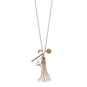 Mudd® Star, Crescent & Tassel Charm Necklace