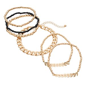 Mudd® Chevron & Beaded Stretch Bracelet Set