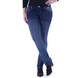 Juniors' Amethyst Embroidered Baby Bootcut Jeans