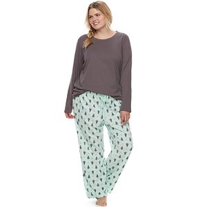 Plus Size SONOMA Goods for Life™ Pajamas: Knit Top & Microfleece Pants 2-Piece PJ Set