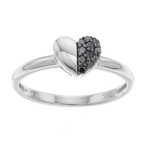 10k White Gold 1/8 Carat T.W. Black Diamond Heart Ring