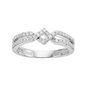 10k White Gold 1/3 Carat T.W. Diamond Zig Zag Ring