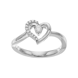 Sterling Silver 1/10 Carat T.W. Diamond Heart Ring