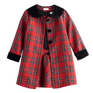 Toddler Girl Youngland Plaid Coat & Dress Set