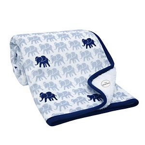 Lambs & Ivy Indigo Elephants Plush Blanket