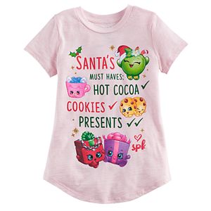 Girls 4-10 Jumping Beans® Shopkins Apple Blossom, Hot Choc & Kooky Cookie Santa's List Graphic Tee