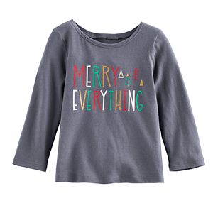 Baby Girl Jumping Beans® Holiday Glitter Graphic Tee
