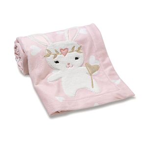Lambs & Ivy Confetti Bunny & Hearts Plush Blanket