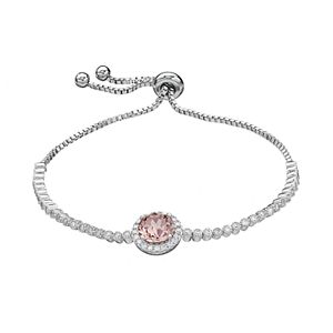 Brilliance Cubic Zirconia Halo Bolo Bracelet with Swarovski Crystals