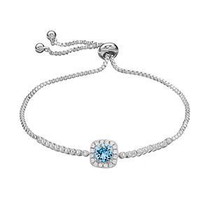 Brilliance Cubic Zirconia Halo Bolo Bracelet with Swarovski Crystals