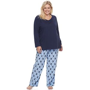 Plus Size Croft & Barrow® Pajamas: Knit & Microfleece 2-Piece PJ Set