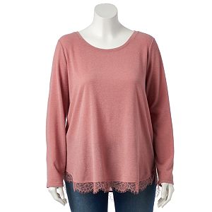 Plus Size LC Lauren Conrad Lace Trim Tunic