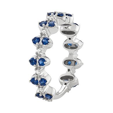 Jewelexcess Sterling Silver Lab-Created Sapphire Ring