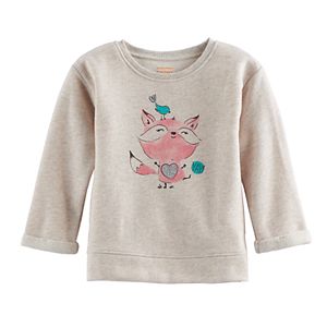 Jumping Beans® Baby Girl Fleece-Lined Glittery Fox Graphic Pullover Sweater