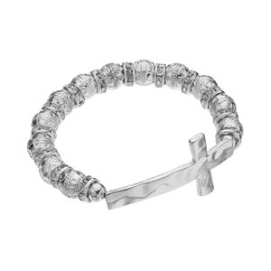 Believe In Beaded Cross Stretch Bracelet