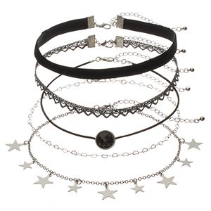 Mudd® Star Charm, Lace & Velvet Choker Necklace Set