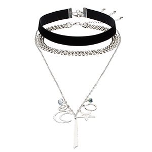 Mudd® Velvet Choker & Celestial Charm Necklace Set