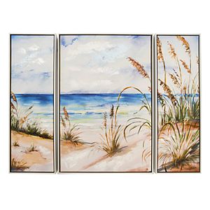New View Beach Scene Canvas Wall Art 3-piece Set