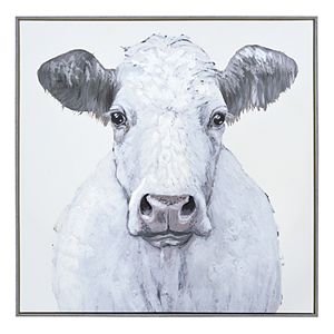 New View Cow Framed Canvas Wall Art