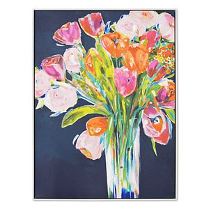 New View Flower Bouquet Framed Canvas Wall Art