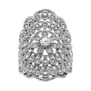 Brilliance Flower Scalloped Ring with Swarovski Crystals