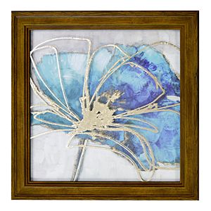 New View Metallic Teal Flower 1 Framed Wall Art