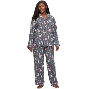 Plus Size Star & Skye Pajamas: Flannel Top & Pants PJ Set