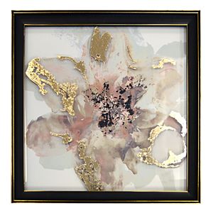 New View Metallic Abstract Gray Flower Framed Wall Art