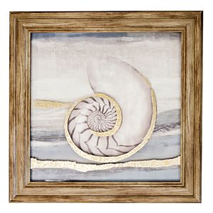 New View Metallic Turning Seashell Framed Wall Art