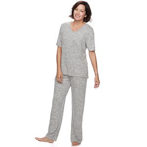 Women's Croft & Barrow® Pajamas: Brushed Knit Tee & Pants PJ Set