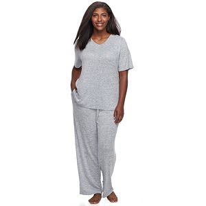 Plus Size Croft & Barrow® Pajamas: Brushed Knit Tee & Pants PJ Set