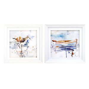 New View Seashore Watercolor Framed Wall Art 2-piece Set