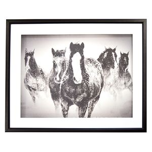 New View Black & White Horses Framed Wall Art