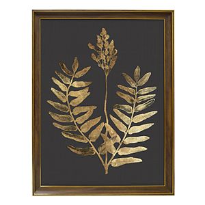 New View Metallic Botanical Leaf Framed Wall Art